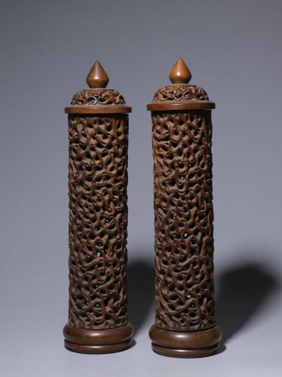 Pair of Chinese Huangyang Wood Hand Carved Case (1 of 9)