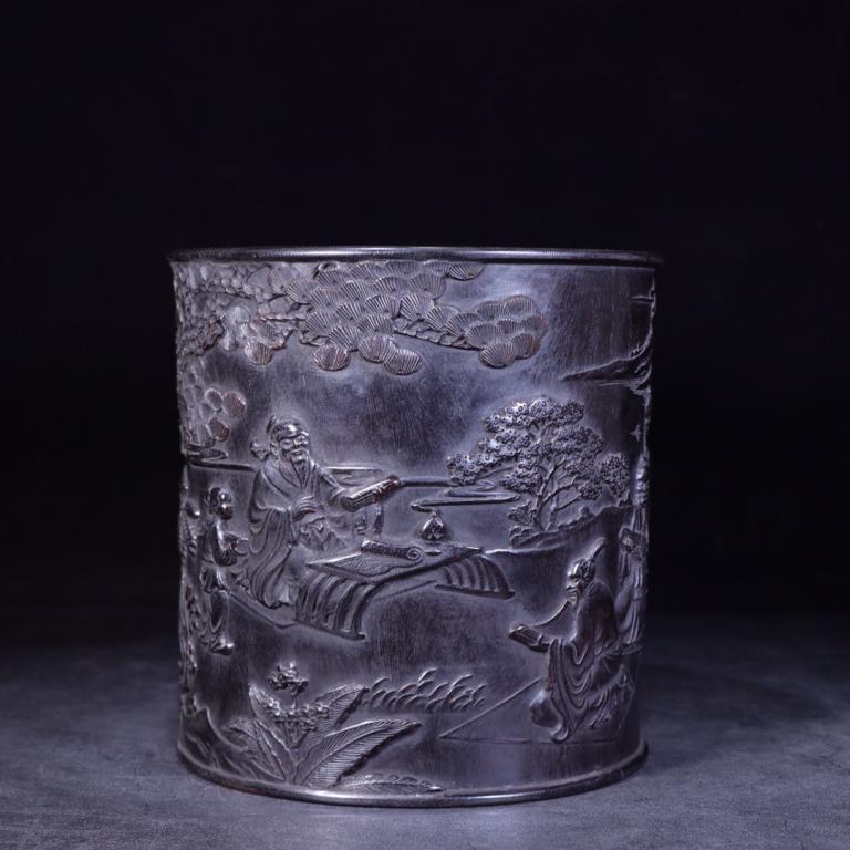 A Chinese Zitan Wood Brushpot (1 of 9)