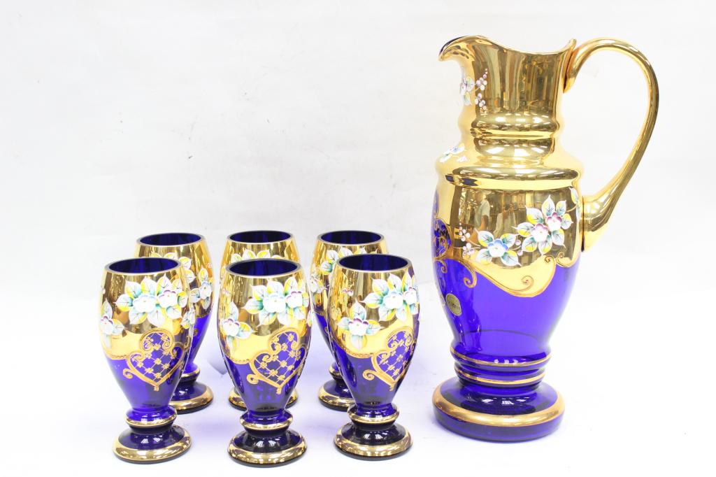 Hand Painted Glass Pitcher Set (1 of 7)
