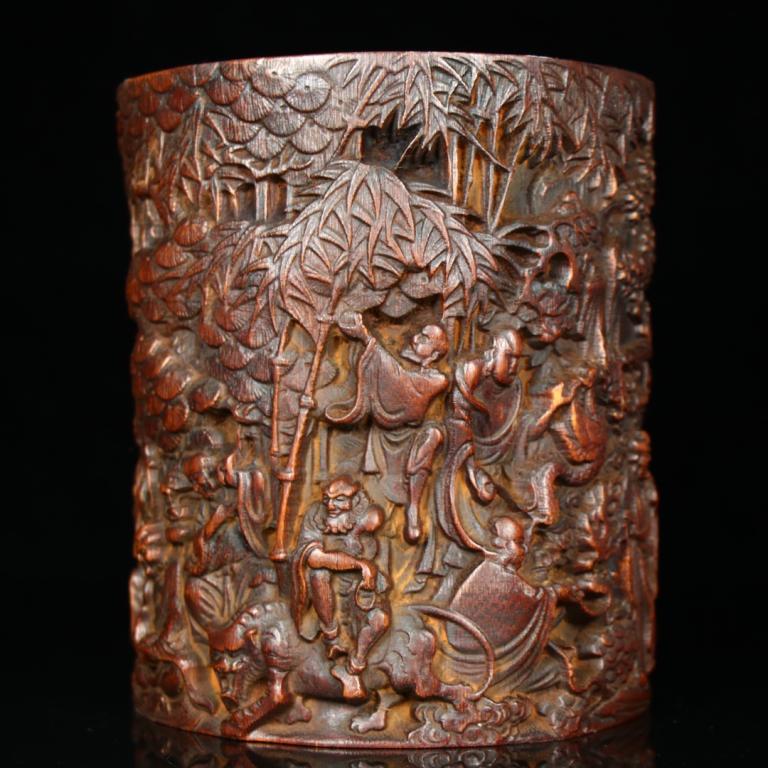 Chinese Bamboo Carved Brushpot (1 of 9)