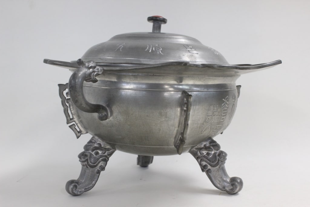 Antique Chinese Tin Alloy Pewter Warm Container (1 of 13)
