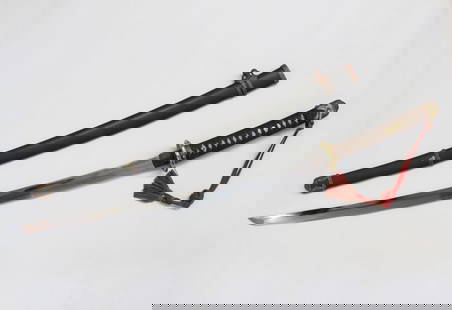 19th.C Japanese Katana Samurai Sword w Scabbard: 19th.C Japanese Katana Samurai Sword w Scabbard, Signed. Dimension: 39" L Overall 26 1/4" L Blade Please note the absence of a condition report does not imply that there are no condition issues with