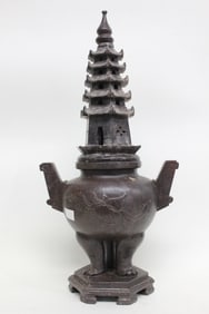 Chinese Soapstone Carved Pagoda