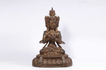Republic Chinese Gilt Bronze Buddha