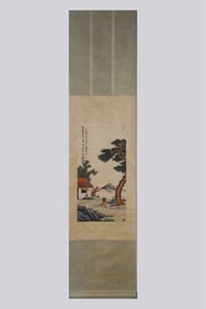 Chinese Ink Color Scroll Painting,Signed