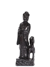 Chinese Zitan Wood CArved Guanyin Statue