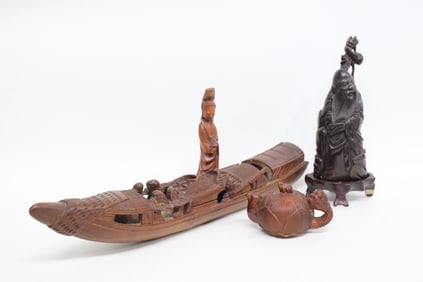 Lots of 4 Chinese Bamboo and Wood miscellaneous