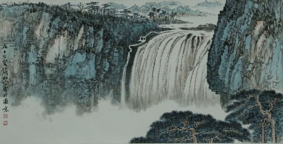 Chinese Ink Color Hand Paint Landscape Painting