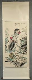 Chinese Ink Color Scroll Painting,Signed