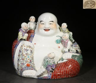 Republic Chinese Famille Rose Porcelain Buddha