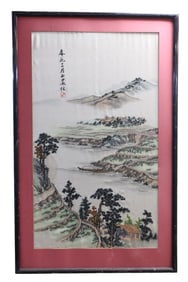 Chinese Landscape Silk Panel