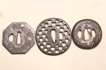 Lot of 3 Japanese Iron Tsuba