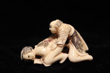 Japanese Erotic Subject Bone Carved Figurine
