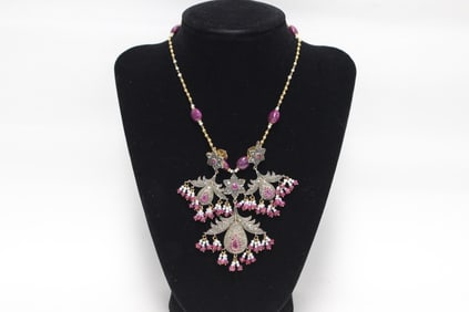 Ruby Necklace and Earring Set