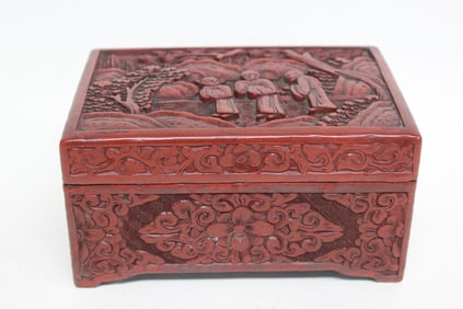 Vintage Chinese Red Cinnabar Case