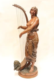 Bronze Semi Nude Sculpture, Egypt,Signed and Seal