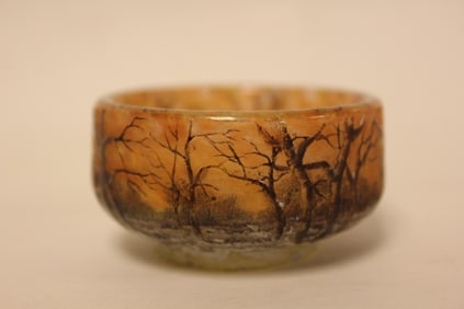 Daum Nancy Enamel Cameo Glass Miniature Cup