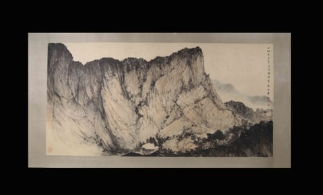 Chinese Ink Color Landscape Scroll Painting,Signed