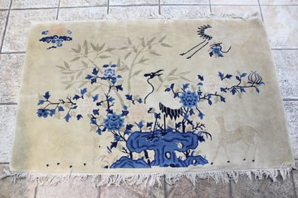 Qing Dynasty Chinese Hand-Knotted Carpet