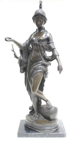 Bronze Figural Sculpture on Marble Base