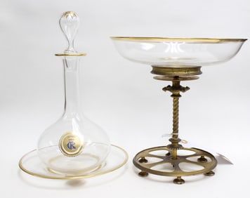 England Glass Decanter , Plate and Vase Set