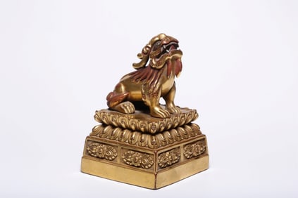 Chinese Gilt Bronze Beast Seal