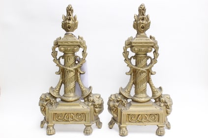 Pair of Bronze Fire Place Stands
