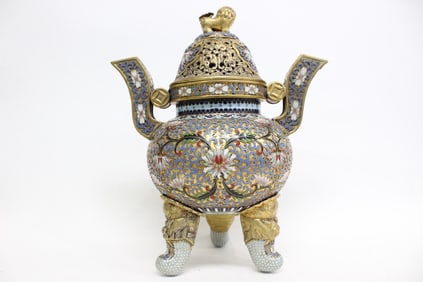 Chinese Cloisonne Tripod Incense Burner
