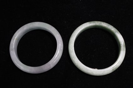 Two Chinese Jadeite Bangles