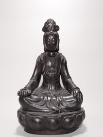 Qing Chinese Zitan Wood Guanyin Statue