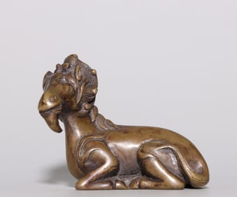 Qing Chinese Bronze Beast Paper Weight