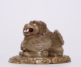 Chinese Soapstone Carved Beast Incense Burner