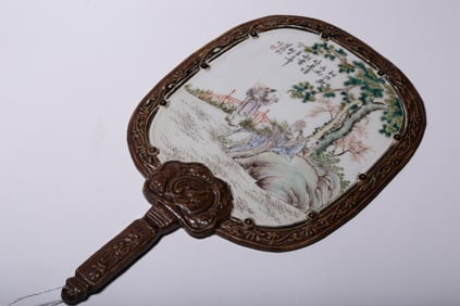 Republican Chinese Famille Rose Porcelain Fan