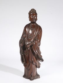 Chinese Huangyang Wood Hand Carved Guanyin