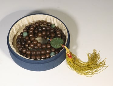 Chinese Chengxiang Wood 108 Beads Prayer Necklace