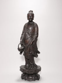 Chinese Chengxiang Wood Carved Guanyin Statue