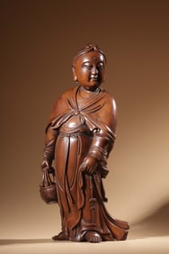 Qing Chinese Huangyang Wood Guanyin Statue