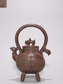 Chinese Zisha Footed Teapot ,Mark