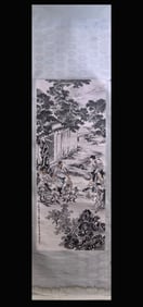 Chinese Ink Color Landscape Scroll Painting