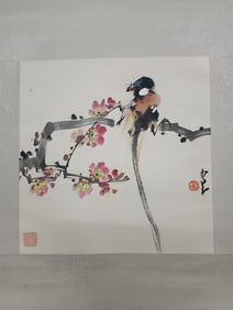 Chinese Ink Color Signed Painting w Calligraphy