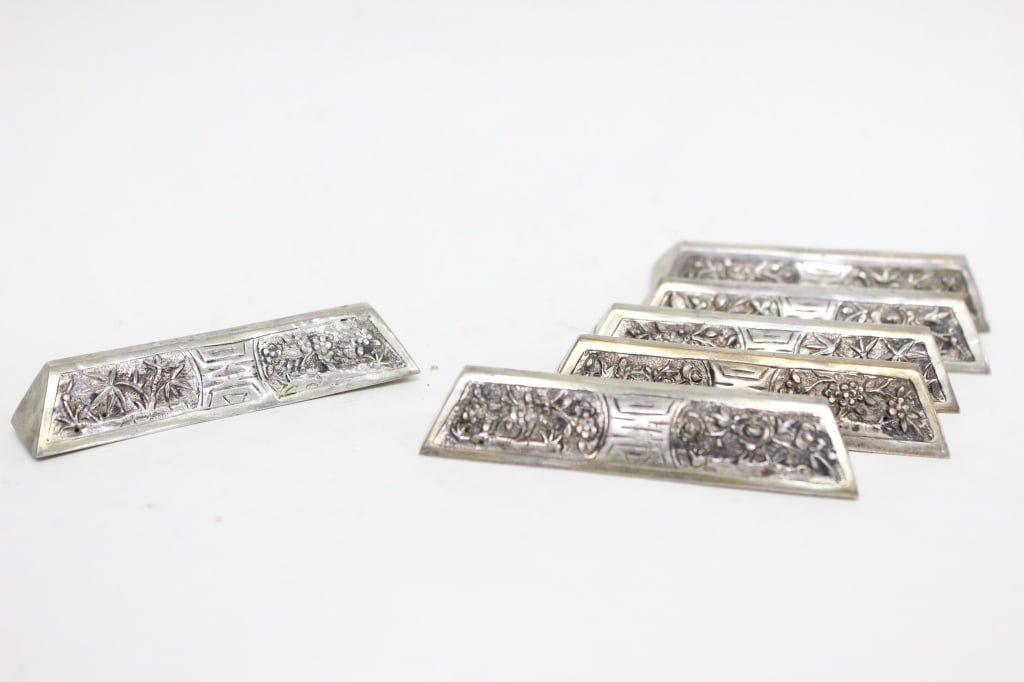 Lot of 6 Asian Silver Chopstick Rest: Lot of 6 Asian Silver Chopstick RestVery good condition.From a Long Island, New York Townhouse