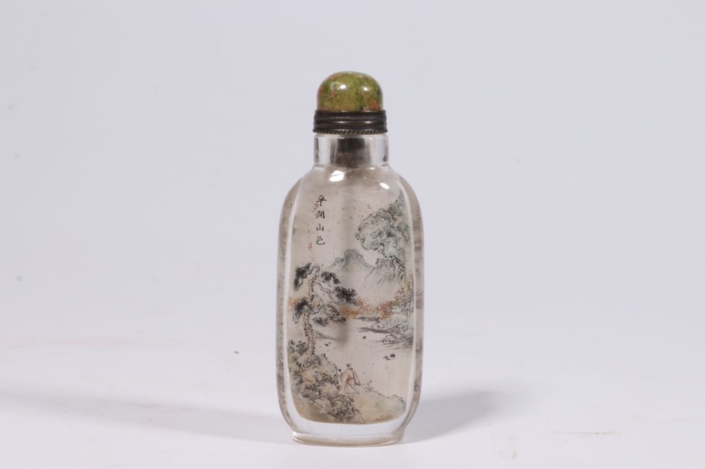 Chinese Inside Paint Crystal Snuff Bottle w Callig (1 of 8)