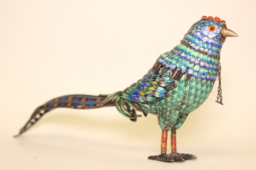 CHINESE FILIGREE SILVER GILT CLOISONNE ENAMEL BIRD (1 of 7)