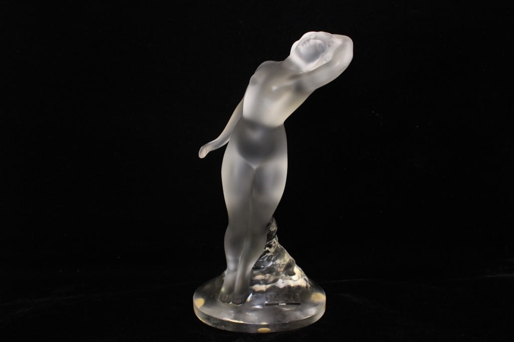 Signed Lalique France Crystal Nude Dancer Figurine: Signed Lalique France Crystal Nude Dancer Figurine Approximately Dimension: 9" H Lalique mark etched on the base Excellent for collection.