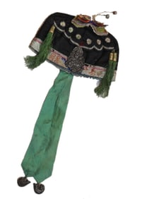 Late Qing Chinese Embroidered Child's Silk Hat