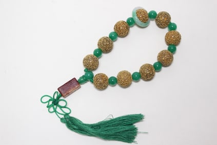 Chinese Beads Prayer Bracelet w Jade Toggle
