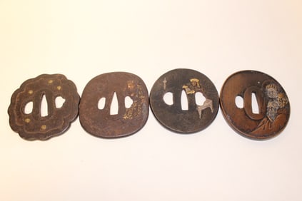 Lot of 4 Japanese Iron and Bronze Tsuba