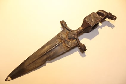 Vintage Asian Iron Knife w Elephant