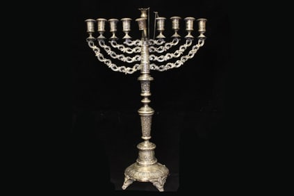 Beautiful Tall Russian Silver Menorah
