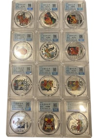 Lot of 12 Chinese Zodiac Silver Coins